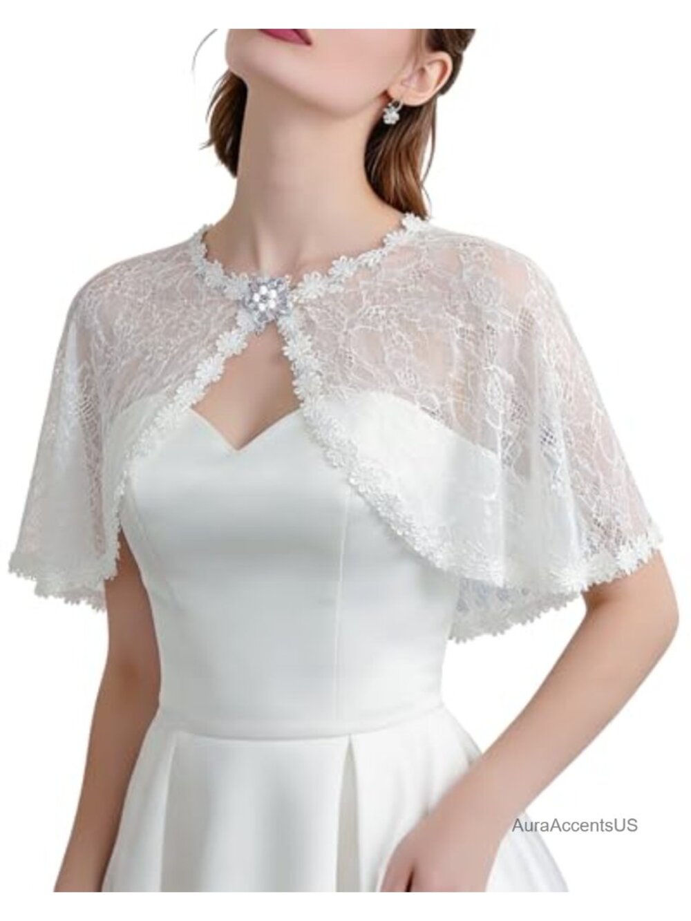 Elegant Lace Cape Shawl Wrap for Bridal Evening Dresses